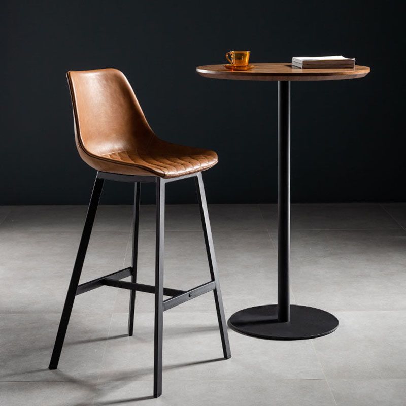 Industrial Round Wood Indoor Pub Bar Table Steel Single Pedestal Bar Dining Table Clearhalo 'Bar Furniture' 'Bar Tables' 'bar_tables' 'furn' 'furn_bar_tables' 'Furniture' 'furniture_bar_tables' 'Kitchen & Dining Furniture' 1200x1200_444dd285-05b0-4556-8185-97135c11858a