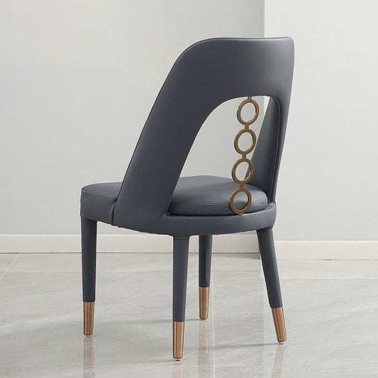 フェイクレザーホームダイニングチェアオープンバックダイニングサイドチェアグレーのサイドチェア