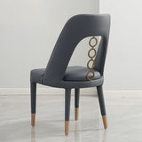 フェイクレザーホームダイニングチェアオープンバックダイニングサイドチェアグレーのサイドチェア