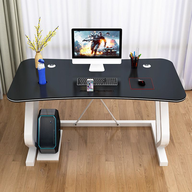 Contemporary Office Desk Cable Management Writing Desk with Metal Legs