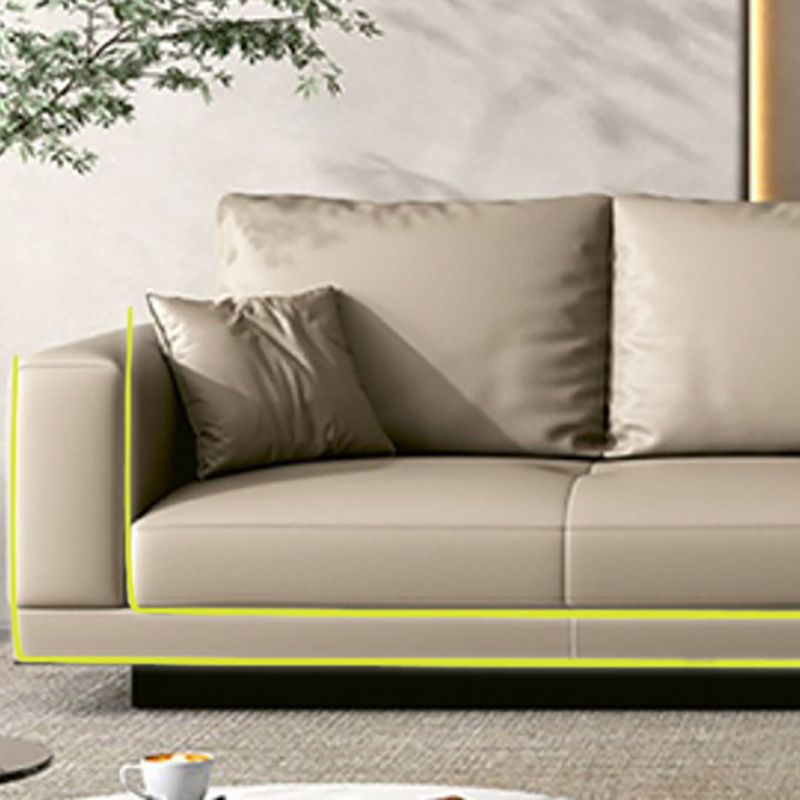 Contemporary Genuine Leather Square Arm Standard Sofa with Bolster Pillows Clearhalo 'furn' 'furn_sofas' 'Furniture' 'furniture_sofas' 'kitchen' 'kitchen_sofas' 'Living Room Furniture' 'Sofa' 'sofas' 1200x1200_44509aae-db3d-4e0f-9d13-b80ee47cf49b