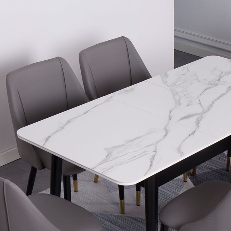 Contemporary Rectangle Dining Room Table White Sintered Stone Table with 4 Legs Clearhalo ' dining_table' 'Dining Tables & Seating' 'Dining Tables' 'furn' 'furn_dining_table' 'Furniture' 'furniture_dining_table' 'Kitchen & Dining Furniture' 'kitchen&dining_furn' 'kitchen' 'kitchen_dining_table' 1200x1200_4452ea99-9268-4312-9aa7-7563b7d59de5