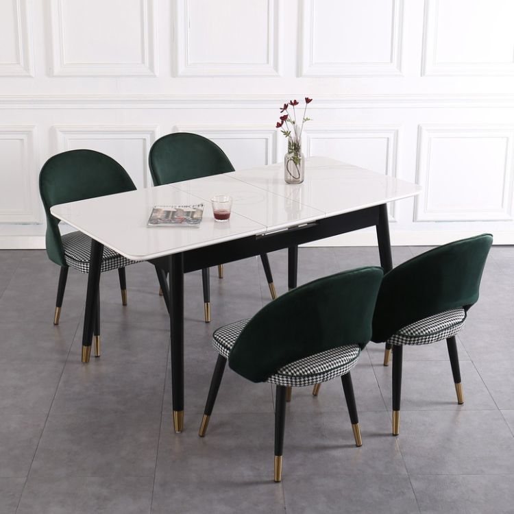 Contemporary Rectangle Dining Room Table Sintered Stone Dining Table with 4 Black Legs Clearhalo ' dining_table' 'Dining Tables & Seating' 'Dining Tables' 'furn' 'furn_dining_table' 'Furniture' 'furniture_dining_table' 'Kitchen & Dining Furniture' 'kitchen&dining_furn' 'kitchen' 'kitchen_dining_table' 1200x1200_4453bba1-e85b-42a4-9161-d0be5089bf0c