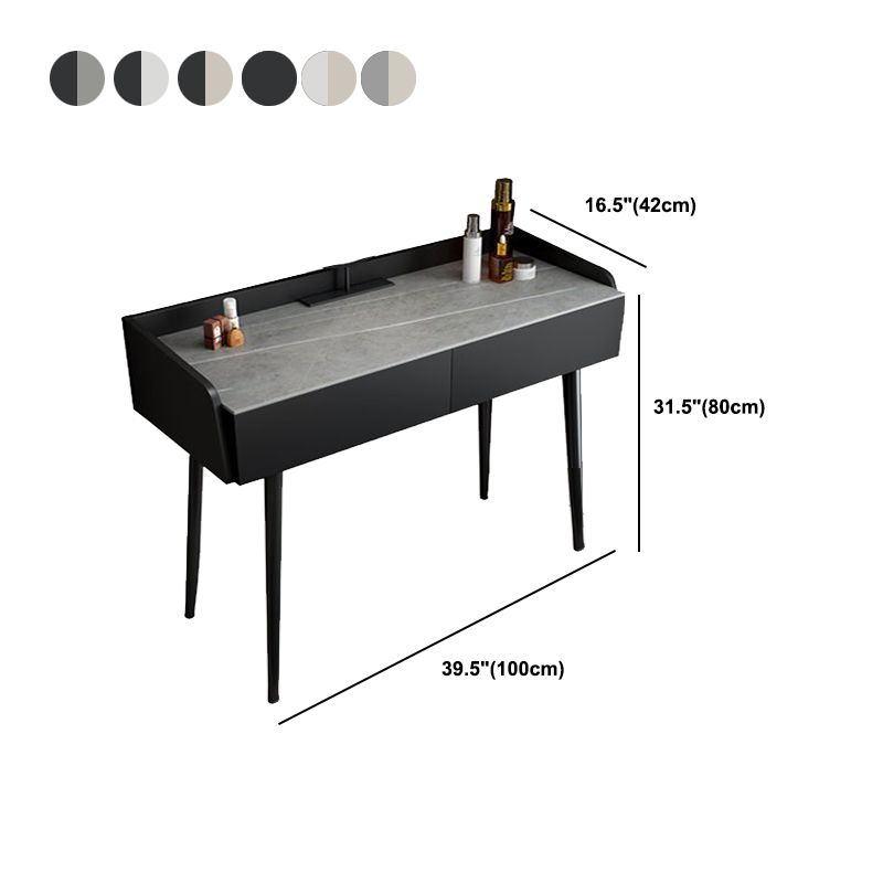 Contemporary Stone Makeup Dressing Table 2-Drawer Vanity Table Set Clearhalo 'Bedroom Furniture' 'furn' 'furn_makeup_vanities' 'Furniture' 'Makeup Vanities' 'makeup_vanities' 1200x1200_4454d3cf-4123-48b2-9519-5e492edcd05f
