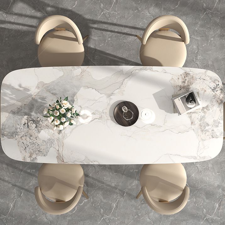 Glam Rectangle Table Sintered Stone Table with Metal Legs for Home