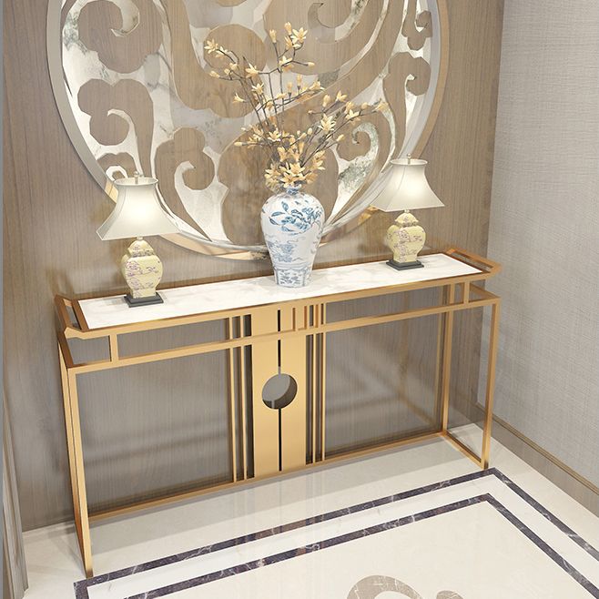 Table de acento glamoroso de 11 "de ancho Stone Gold Rectangle Console Acent Table