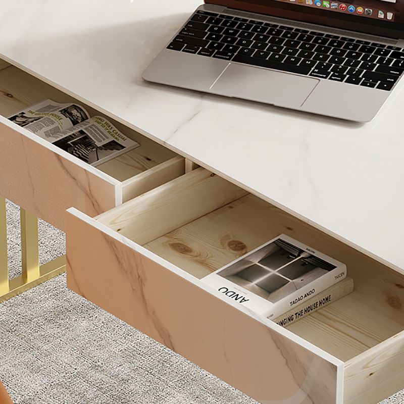 Escritorio de oficina rectangular en el hogar u oficina con escritorio de escritura base de metal