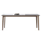 Table rectangulaire Table de salle à manger moderne médiévale en pierre frittée avec base en bois