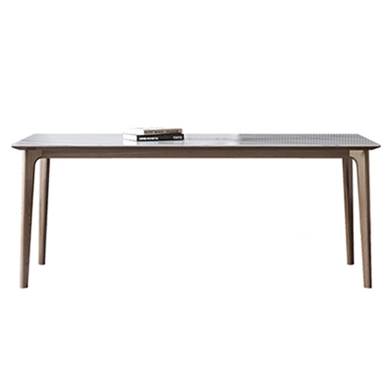 Table rectangulaire Table de salle à manger moderne médiévale en pierre frittée avec base en bois