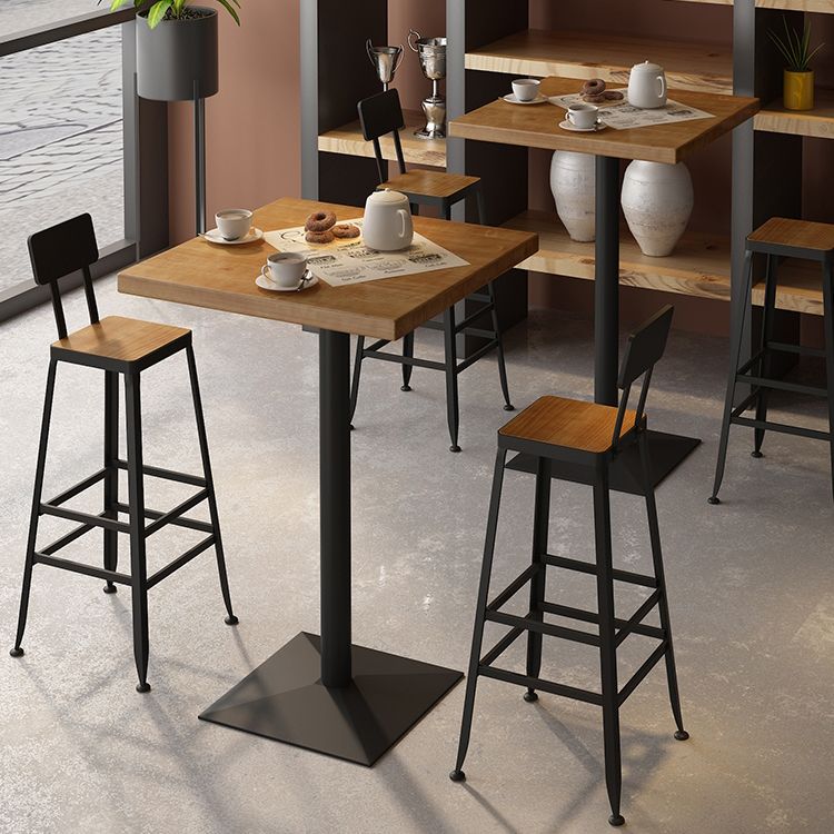 Indoor Industrial Bar Dining Table Square Metal and Wood Bar Table Clearhalo 'Bar Furniture' 'Bar Tables' 'bar_tables' 'furn' 'furn_bar_tables' 'Furniture' 'Kitchen & Dining Furniture' 1200x1200_445d0cb8-771f-4e31-ad39-7c50738ee696