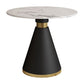 Mesa de comedor redonda contemporánea de metal mesa de piedra sinterizada con pedestal negro