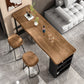 Juego de mesa de pub rectangular industrial, mesa de mostrador de madera de 1/3 piezas con taburetes sin respaldo