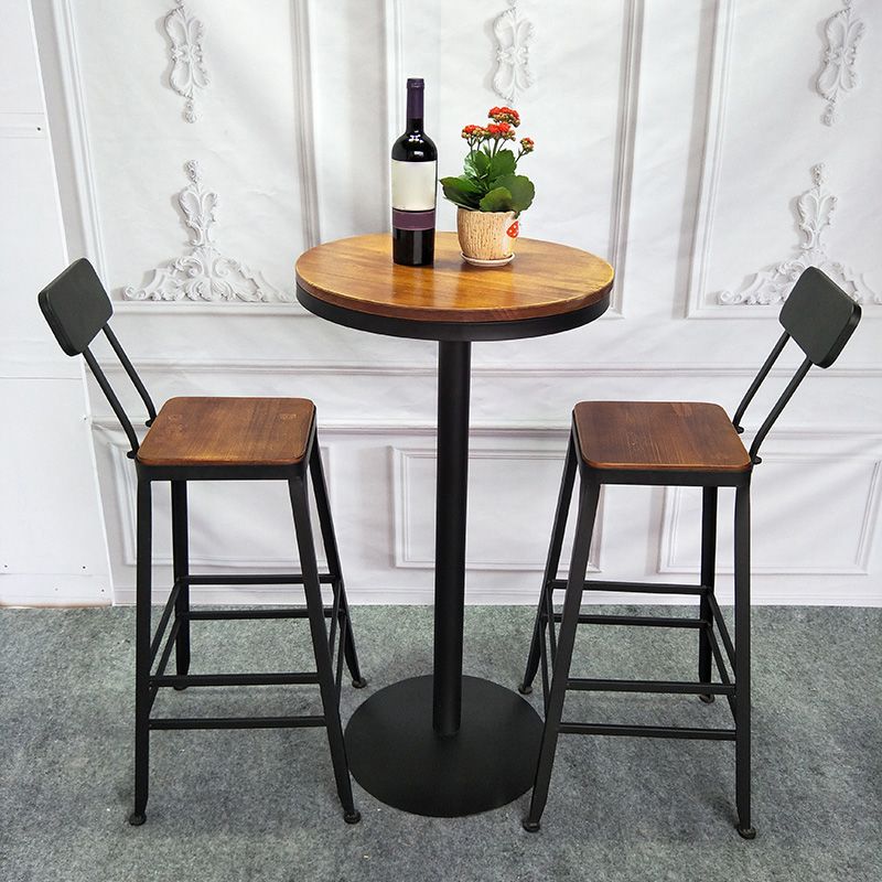 Table de salle à manger de bar en bois Table de cocktail industrielle à hauteur de bar avec base en métal