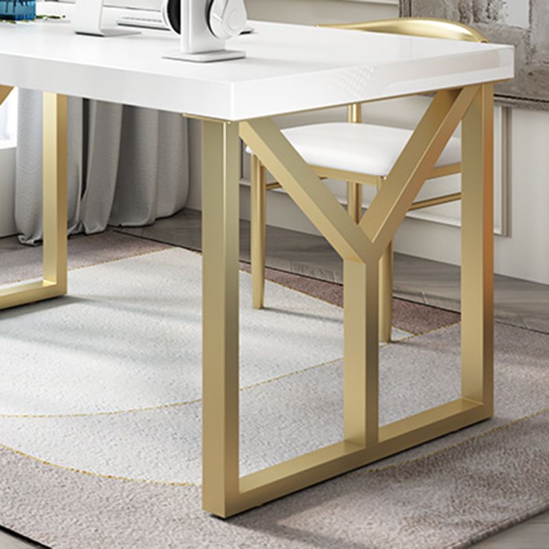 Glam Solid Wood Office Desk Sled Base 29.53 "Tall Writing Desk