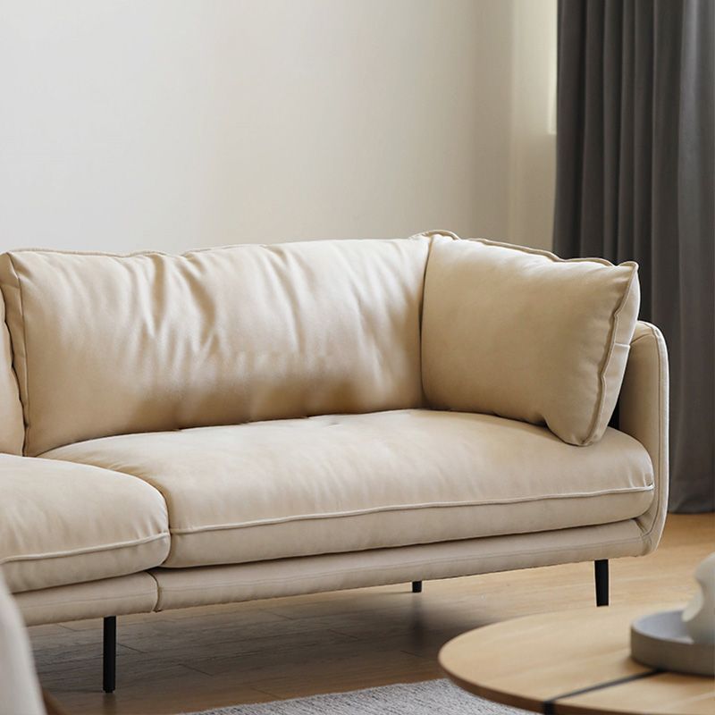 31.49" High Sofa Faux Leather Tuxedo Arm Sofa with Loose Back