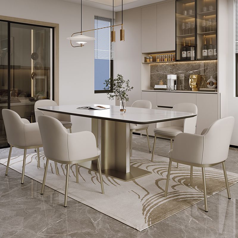 Nordic Glam Sintered Stone Rectangle Table Set 1/4/5/7 Pieces Dining Set for Home Clearhalo 'Dining Room Sets' 'Dining Tables & Seating' 'dining_room_set' 'furn' 'furn_dining_room_set' 'Furniture' 'Kitchen & Dining Furniture' 1200x1200_4461ab45-e587-4bf7-9c30-b069d4421383