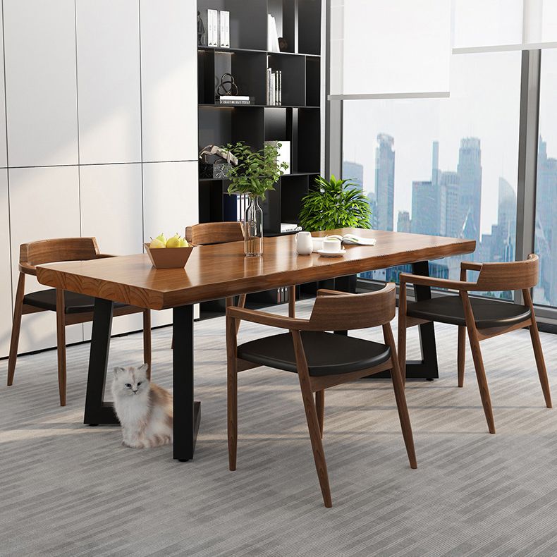 Solid Wood Industrial Writing Desk Rectangular Office Desk with Iron Legs Clearhalo 'furn' 'furn_office_desk' 'Furniture' 'Office Desks' 'Office Furniture' 'office_desk' 1200x1200_446225c9-79fa-433e-8a18-a1ba429b9ab4