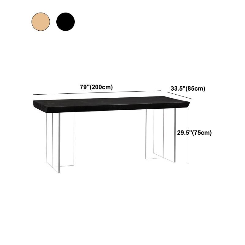 Acrylic Clear Double Pedestal Dining Table Modern Solid Wood Top Dinette Table Clearhalo 'Dining Tables & Seating' 'Dining Tables' 'dining_table' 'furn' 'furn_dining_table' 'Furniture' 'Kitchen & Dining Furniture' 1200x1200_446248ca-10ca-47a4-9c8d-4cd2ceedc92e