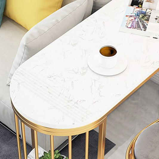 Glam Iron Bar Dining Table White Faux Marble Top Indoor Bistro Table with Shelf Clearhalo 'Bar Furniture' 'Bar Tables' 'bar_tables' 'furn' 'furn_bar_tables' 'Furniture' 'furniture_bar_tables' 'Kitchen & Dining Furniture' 1200x1200_4463d46b-9c52-4638-8f88-c216d5021aec
