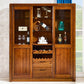 Modern Brown Walnut Freestanding Wine Holder with Storage Shelves