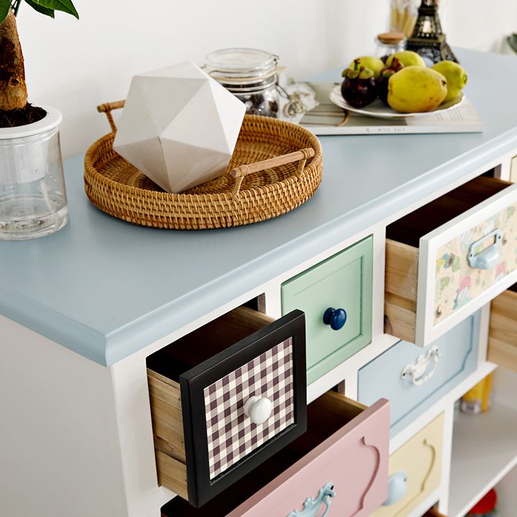 Coastal Storage Chest Dresser Manufactured Wood Dresser with Drawers and Doors