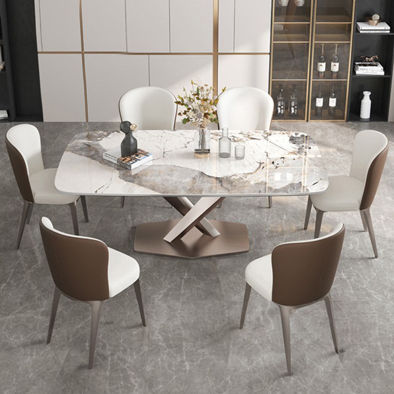 Metal Contemporary Rectangular Table Sintered Stone Dining Table with Pedestal Base Clearhalo ' dining_table' 'Dining Tables & Seating' 'Dining Tables' 'furn' 'furn_dining_table' 'Furniture' 'furniture_dining_table' 'Kitchen & Dining Furniture' 'kitchen&dining_furn' 'kitchen' 'kitchen_dining_table' 1200x1200_4465e90a-55f8-49b4-9efc-d57350bcf1f8