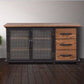 Industrial Iron 2 - Door Accent Cabinet Distressed Wood Chest with 3 Drawers
