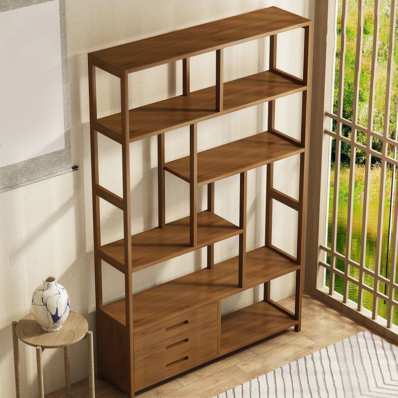 Contemporary Brown Etagere Libro scaffale aperto libreria verticale con cassetti