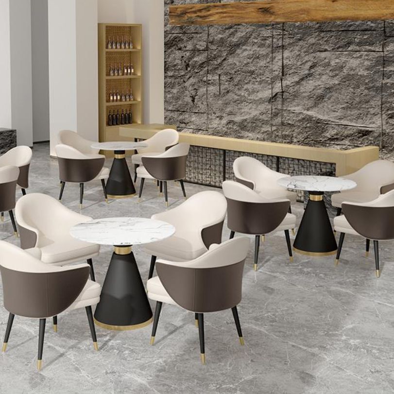 Ronde eetset met fauteuils 1/2/5 stuks stenen dinettetafelset voor keuken