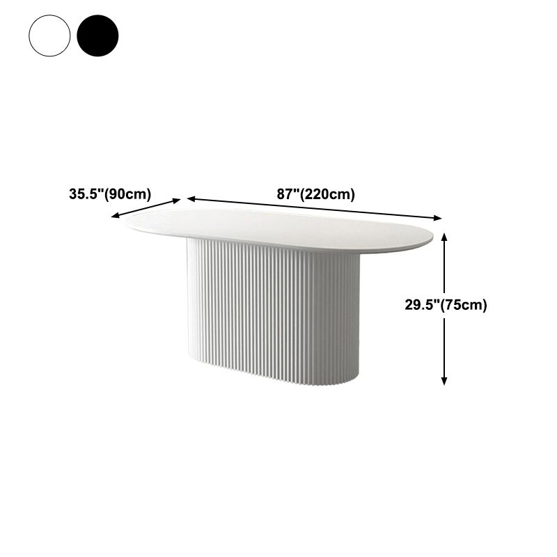 Ovaler Esstisch von Simplicity mit Sockeltisch aus gesintertem Stein und Kiefernholz