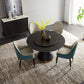 Modern Stone Round Table Standard Height Dining Room Table with Pedestal Base