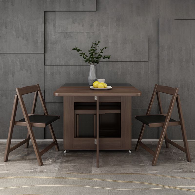 Modern Rectangle Folding Wood Dining Table for Small Space with Pedestal Base