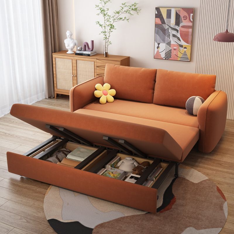 Divano letto convertibile contemporaneo di divano con cuscini in arancione