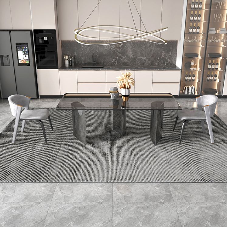 Modern Glass Dining Table Rectangle Tabletop with Glass Legs