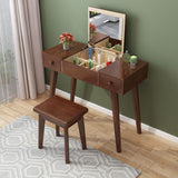 Solid Wood Vanity Makeup Table Set 2 Drawer Flip-Top Dressing Table Clearhalo 'Bedroom Furniture' 'furn' 'furn_makeup_vanities' 'Furniture' 'Makeup Vanities' 'makeup_vanities' 1200x1200_4471939e-1530-4668-b130-6d91100b1951