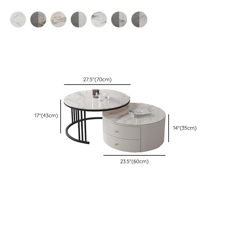 Frame Coffee Cocktail Table with Storage Drawers Round Slate Top Clearhalo 'Coffee & Accent Tables' 'Coffee Tables' 'coffee_tables' 'furn' 'furn_coffee_tables' 'Furniture' 'Living Room Furniture' 1200x1200_44721891-d9bb-4627-ab29-2114c18978e8