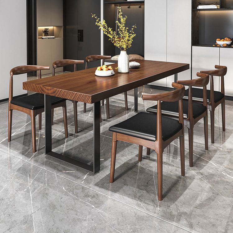 Industrial Style Solid Wood Dining Set with Fixed Table and Double Pedestal Base Clearhalo 'Dining Room Sets' 'Dining Tables & Seating' 'dining_room_set' 'furn' 'furn_dining_room_set' 'Furniture' 'furniture_dining_room_set' 'Kitchen & Dining Furniture' 'kitchen&dining_furn' 'kitchen' 1200x1200_4473e875-8ed1-4ea5-acc9-074fd98db54d