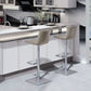 Taburete de bar de cuero giratorio de altura ajustable contemporáneo con reposapiés
