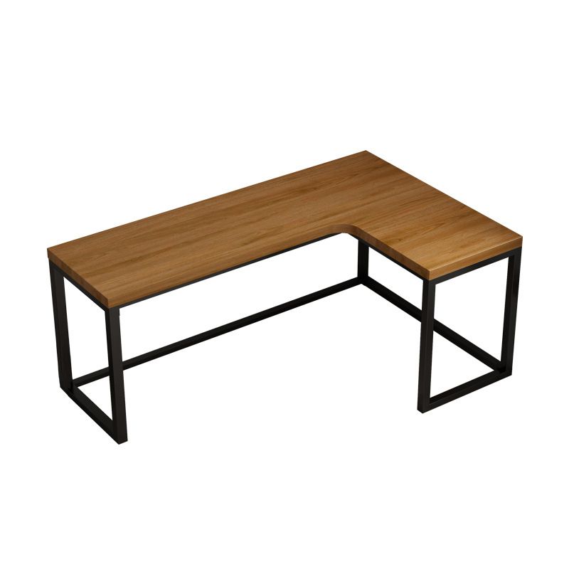 Escritorio de escritura de madera sólida escritorio de oficina marrón industrial en forma de L