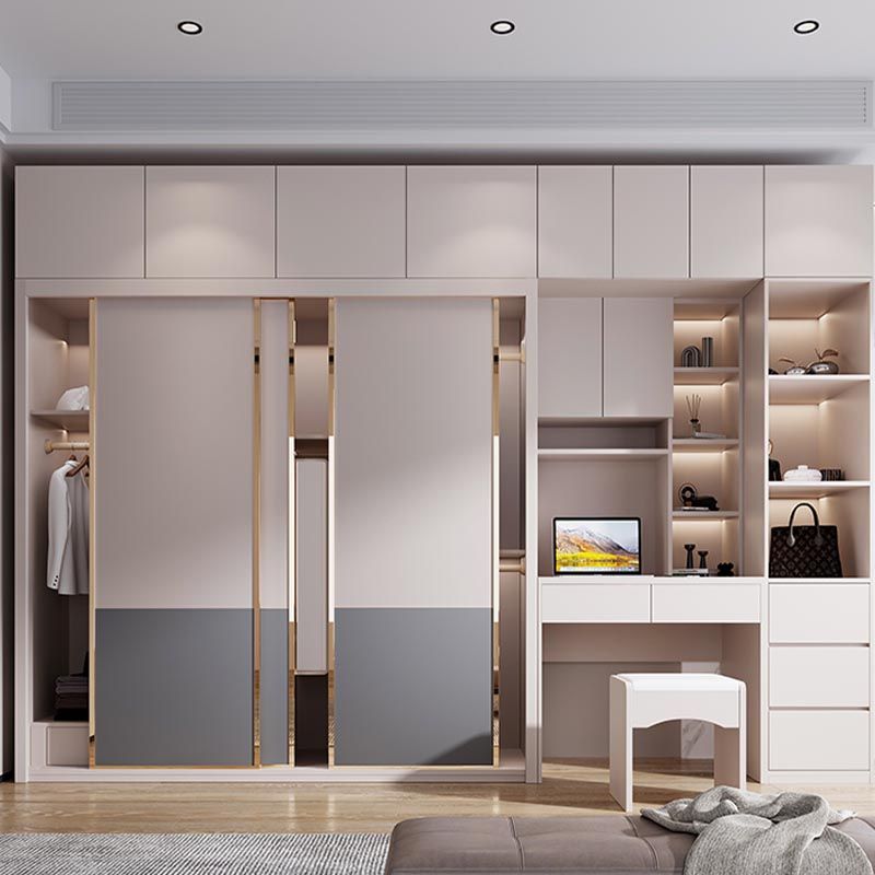 White Modern High Gloss Armoire Wood Armoire with Shelves and Drawers Storage Cabinet Clearhalo 'Armoires & Wardrobes' 'armoires_wardrobes' 'Bedroom Furniture' 'furn' 'furn_armoires_wardrobes' 'Furniture' 1200x1200_4477b27c-3a17-4114-a517-c0f9c11fc8f7