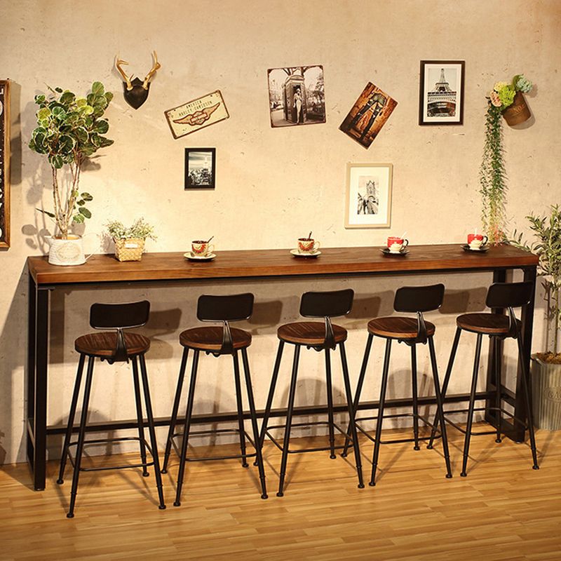 Brown Trestle Industrial Cocktail Bar Table Rectangle Footrest Indoor Bar Wine Table Clearhalo 'Bar Furniture' 'Bar Tables' 'bar_tables' 'furn' 'furn_bar_tables' 'Furniture' 'furniture_bar_tables' 'Kitchen & Dining Furniture' 1200x1200_4477b475-6a7e-4b09-a4ae-eaea157fa227