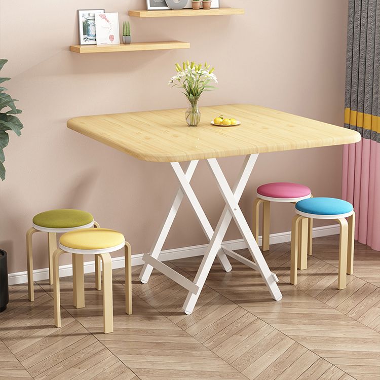 Modern Folding Wood Top Dining Table with Metal Leg for Living Room Clearhalo 'Dining Tables & Seating' 'Dining Tables' 'dining_table' 'furn' 'furn_dining_table' 'Furniture' 'Kitchen & Dining Furniture' 1200x1200_4478106e-1407-40a0-bb3b-53bf65d66e08
