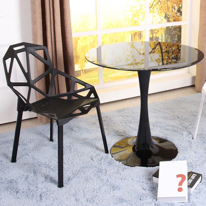 Contemporary Style Home Tempered Glass Dining Table Round Shape Table with Pedestal Base Clearhalo ' dining_table' 'Dining Tables & Seating' 'Dining Tables' 'furn' 'furn_dining_table' 'Furniture' 'furniture_dining_table' 'Kitchen & Dining Furniture' 'kitchen&dining_furn' 'kitchen' 'kitchen_dining_table' 1200x1200_44791793-2d97-4cec-82dc-dce9f26572e3