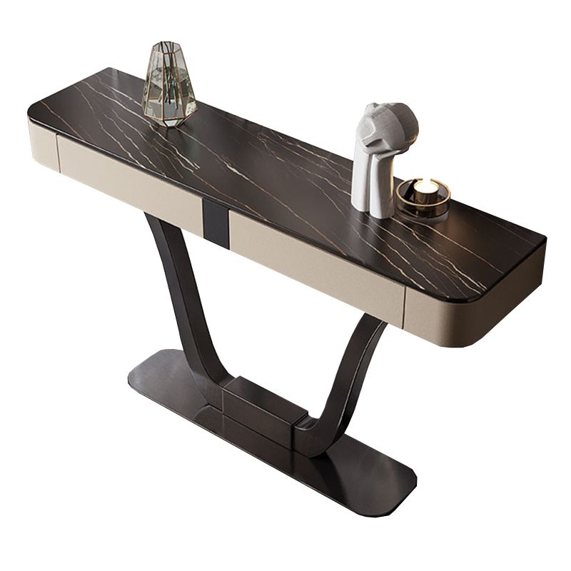 Glam Stone Accent Table 14 Inch Wide Console Table with Drawers