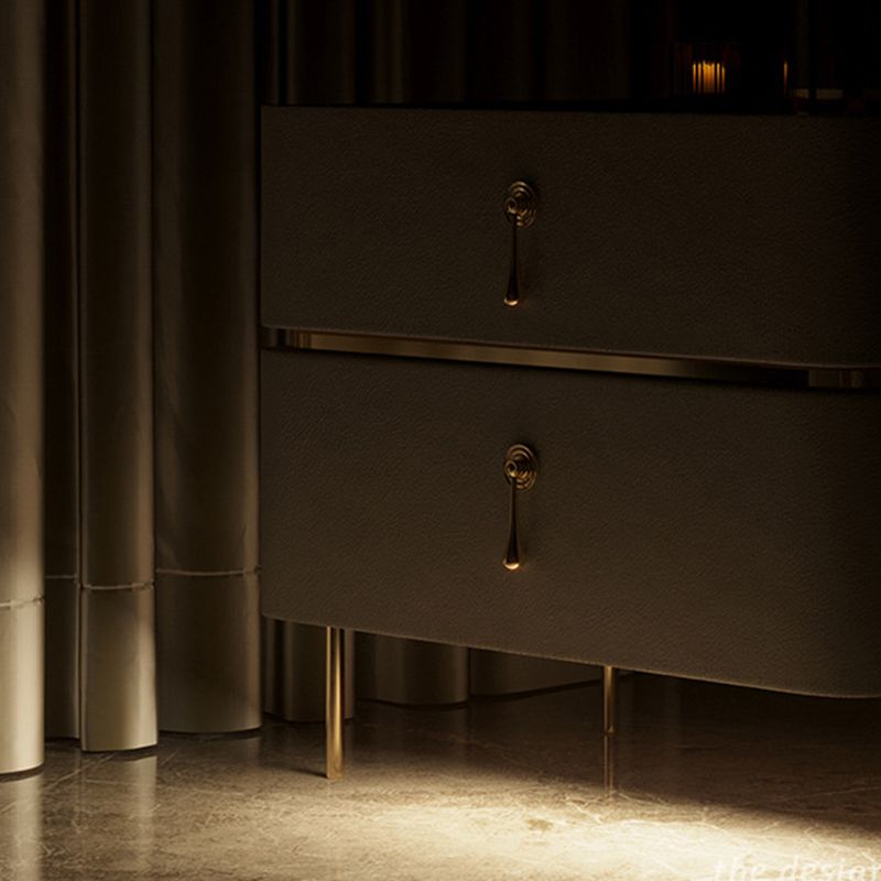 Moderne 2 Schubladen Akzent Tisch Nachttisch antikes Finish -Bett Nachttisch