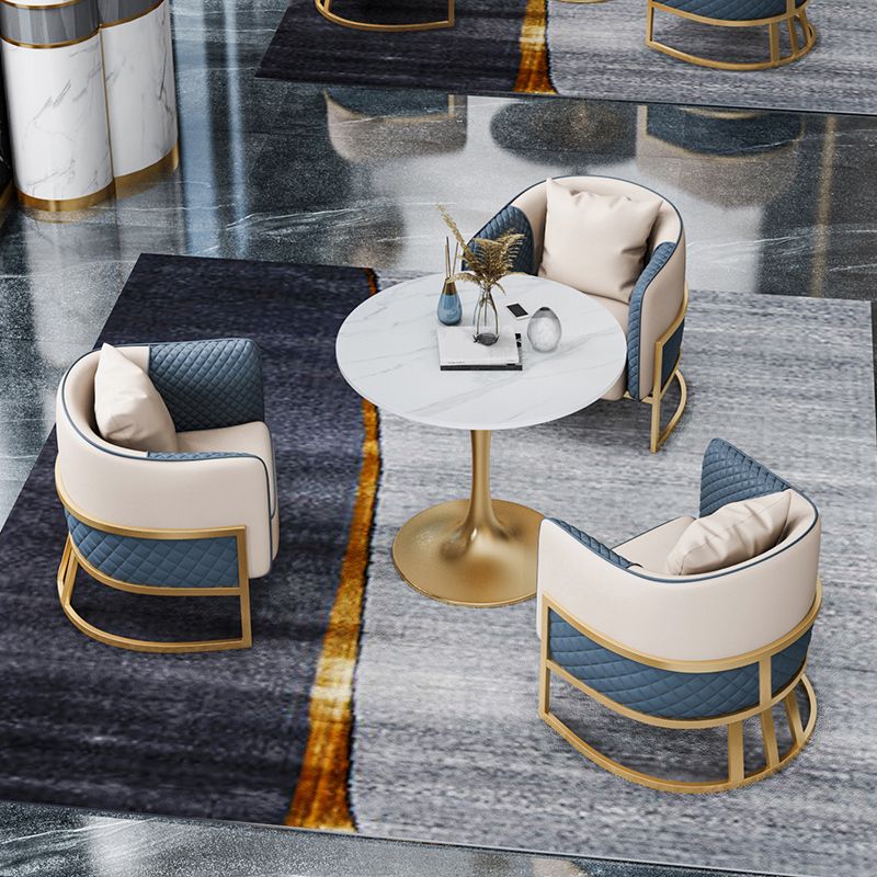 Glam Style Sintered Stone Dining Set Round 1/4/5 Pieces Dining Table Set for Home Use