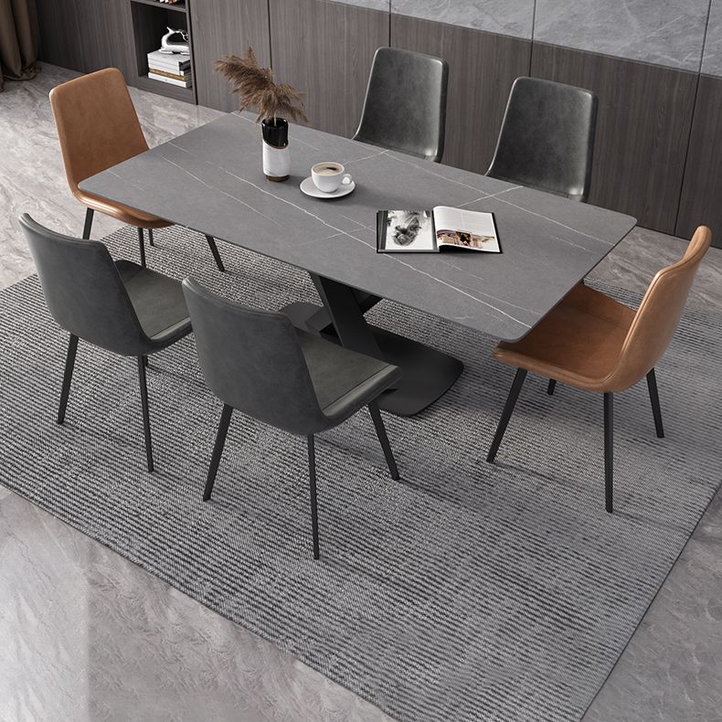 Modern Rectangle Dinette Set 1/3/4/5/6/7 Pieces Dining Table Set with Sintered Stone Top Clearhalo 'Dining Room Sets' 'Dining Tables & Seating' 'dining_room_set' 'furn' 'furn_dining_room_set' 'Furniture' 'furniture_dining_room_set' 'Kitchen & Dining Furniture' 1200x1200_447cd88b-0369-4510-9e23-8077e6aeae13