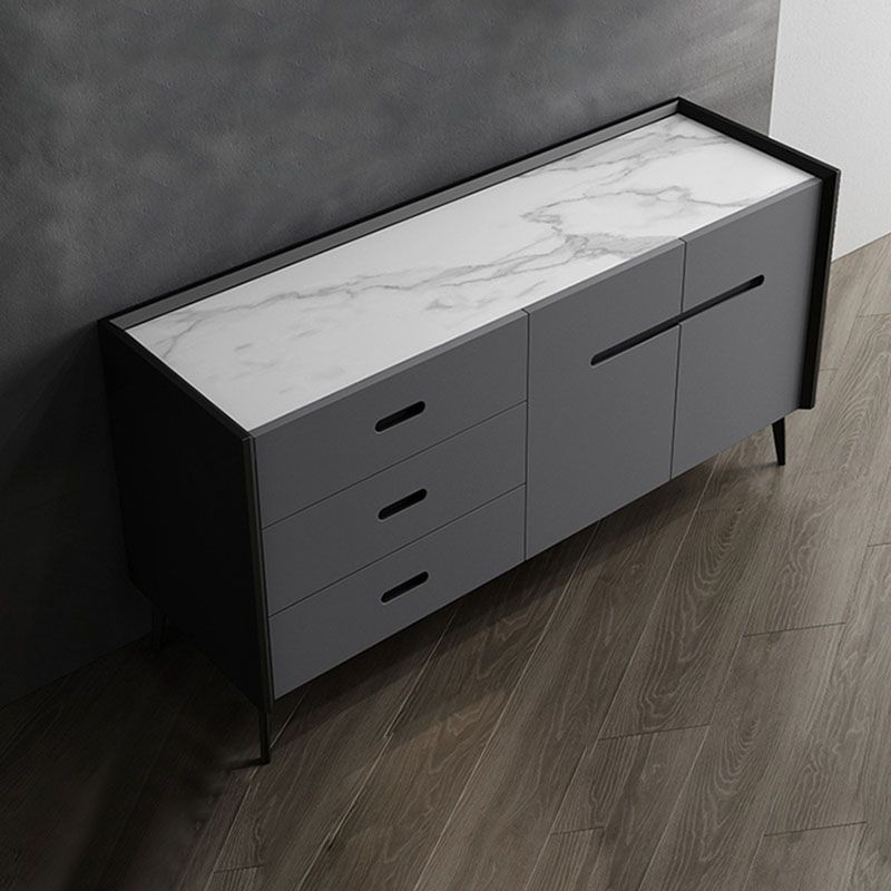 Glam Buffet Sideboard White Sintered Stone Top Server with Door and Drawer Clearhalo 'buffet_sideboard' 'Buffets & Sideboards' 'furn' 'furn_buffet_sideboard' 'Furniture' 'Kitchen & Dining Furniture' 1200x1200_447f5d13-98a7-44b2-bc4c-dedf22c9c35d