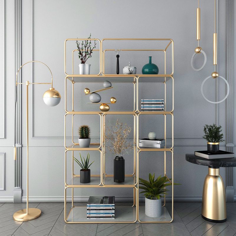 Glam Style Metal Bookshelf Etagere Shelf Bookcase for Home Office Clearhalo 'Bookcases' 'furn' 'furn_bookcases' 'Furniture' 'furniture_bookcases' 'Office Furniture' 1200x1200_4480558a-1f5f-48d5-80a8-a8d11f2bd37d