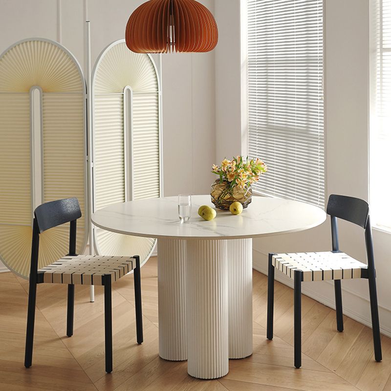 Round Dining Table Modern Dining Table with Three Pedestal Base for Dining Room Clearhalo ' dining_table' 'Dining Tables & Seating' 'Dining Tables' 'furn' 'furn_dining_table' 'Furniture' 'furniture_dining_table' 'Kitchen & Dining Furniture' 'kitchen&dining_furn' 'kitchen' 'kitchen_dining_table' 1200x1200_44821b27-ff5f-4188-b5da-221d2f8c3a39